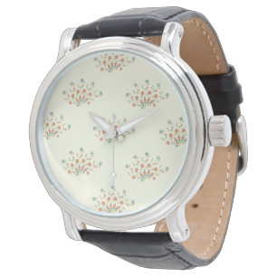 Reloj De Pulsera Flores Azules, Flores Rojas, Patrón De flores