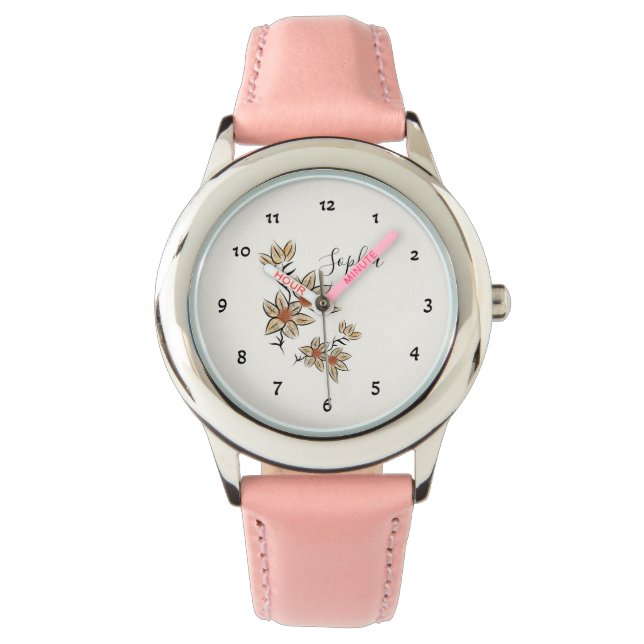 Reloj De Pulsera Flores beige (Anverso)