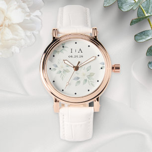 Reloj De Pulsera Flores Blancas Elegantes Nombres de Pareja Persona
