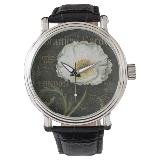 Reloj De Pulsera Flores blancas y hojas (Anverso)