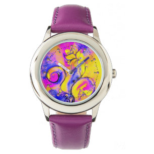 RELOJ DE PULSERA FLORES BLANCOS AMARILLOS DE COLOR ROJO AZUL