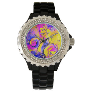 RELOJ DE PULSERA FLORES BLANCOS AMARILLOS DE COLOR ROJO AZUL