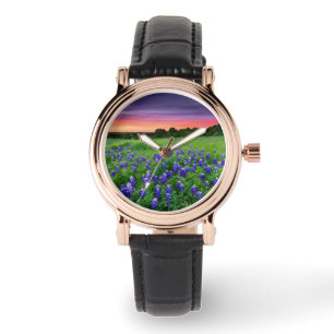 Reloj De Pulsera Flores   Bluebonnets en Sunset Texas