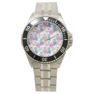 Reloj De Pulsera flores brillantes arcoíris coloridas abejas floral