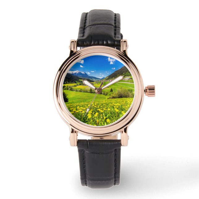 Reloj De Pulsera Flores | Cantón Dandelion de Grisons, Suiza (Anverso)