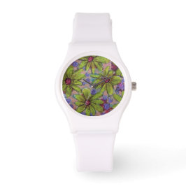 Reloj De Pulsera Flores Centros Polkadot