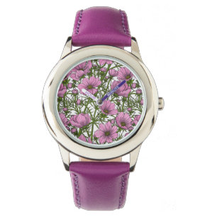 Reloj De Pulsera Flores Cosmos rosadas