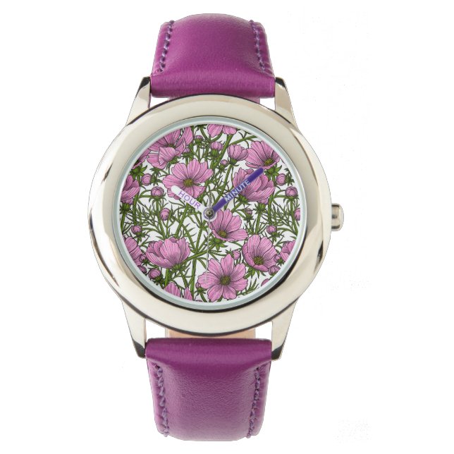 Reloj De Pulsera Flores Cosmos rosadas (Anverso)
