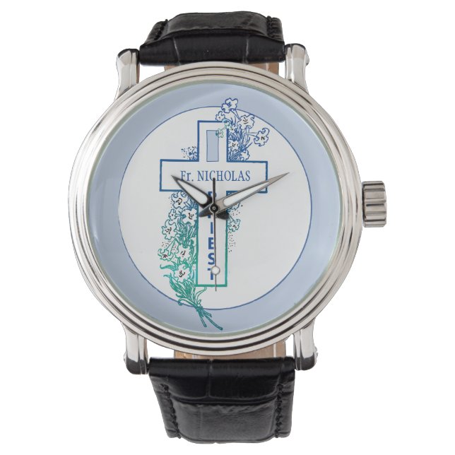 Reloj De Pulsera Flores cruzadas sacerdotales personalizadas (Anverso)