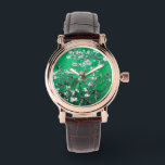 Reloj De Pulsera Flores de almendra de Van Gogh verde<br><div class="desc">Disfrute de la romántica escena floral de las flores de almendras de Vincent Van Gogh con combinaciones de colores actualizadas: reloj,  reloj de pulsera,  van gogh,  van gogh vincent,  flores,  flores,  flores de almendras,  elegante,  regalos para ella,  regalos baratos</div>