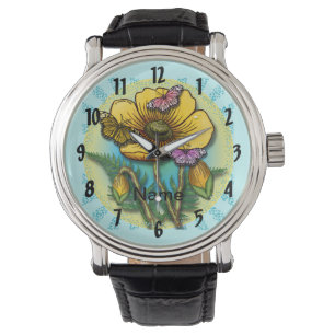 Reloj De Pulsera Flores de amapola amarillas