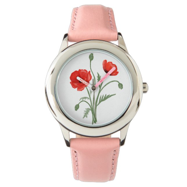 Reloj De Pulsera Flores de amapola roja (Anverso)