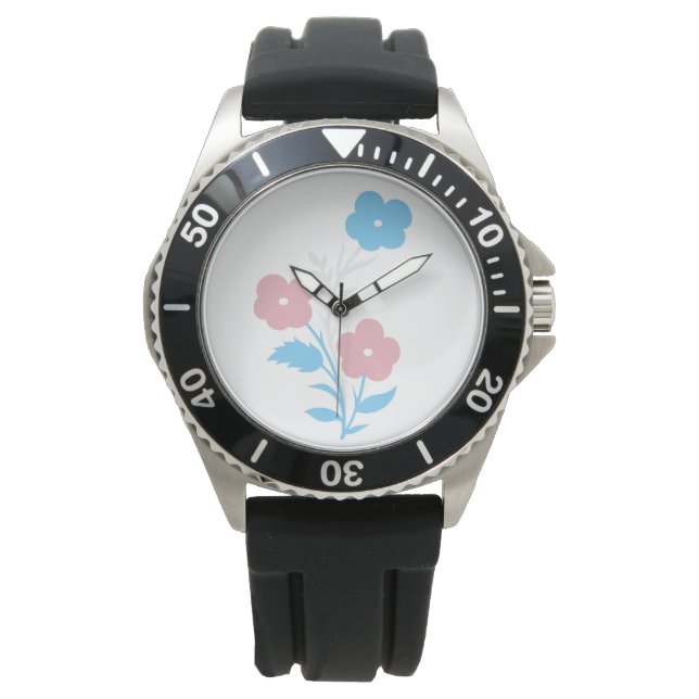 Reloj De Pulsera Flores de bandera transversal sutiles (Anverso)