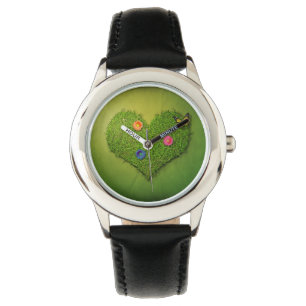 Reloj De Pulsera Flores de césped en forma de corazón mariposa