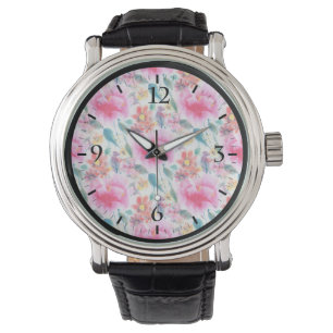Reloj De Pulsera Flores de color claro lindo placa de licencia de f
