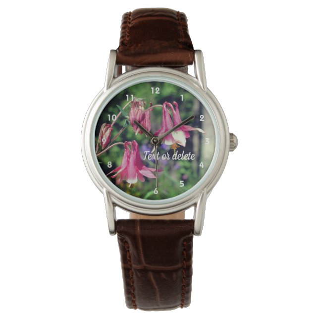 Reloj De Pulsera Flores De Columbina Rosada Se Acercan Personalizad (Anverso)