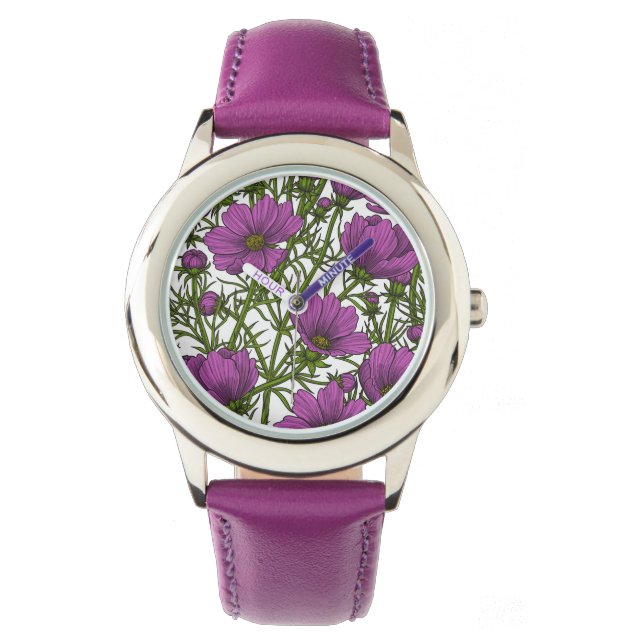 Reloj De Pulsera Flores de cosmos violetas (Anverso)