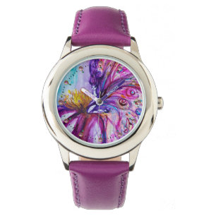RELOJ DE PULSERA FLORES DE FLORES BLANCOS EN COLOR ROSA, DERRAMES D