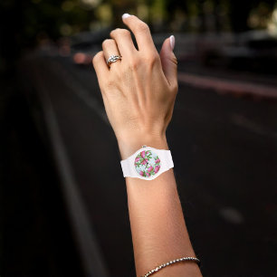 Reloj De Pulsera Flores de flores de Moda rosa Peonies simples y el