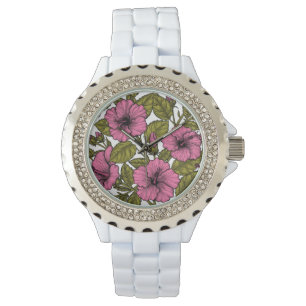 Reloj De Pulsera Flores de hibiscos rosas