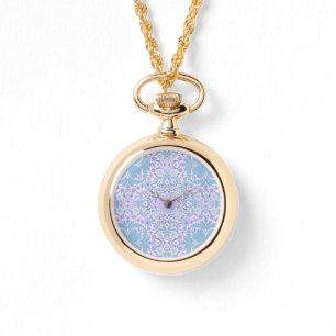 Reloj De Pulsera Flores de jardín retro en azul y violeta