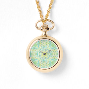 Reloj De Pulsera Flores de jardín retro en verde y amarillo