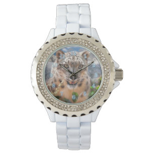 RELOJ DE PULSERA FLORES DE LA PRIMAVERA DE NIEVE LEOPARD