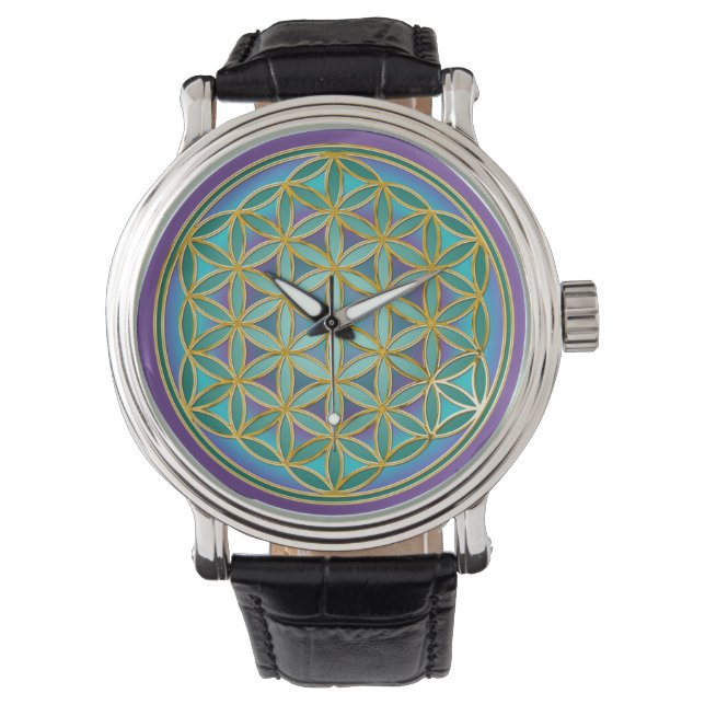 Reloj De Pulsera FLORES DE LA VIDA - Diseño de Geometrias Sagradas  (Anverso)