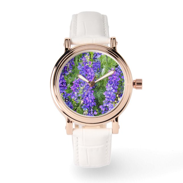Reloj De Pulsera Flores de lavanda púrpura, (Anverso)