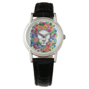 Reloj De Pulsera Flores De León Y Arcoiris De Color Del Agua
