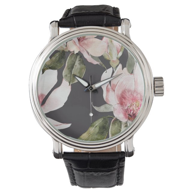 Reloj De Pulsera Flores de magnolia y pájaros maravillosos (Anverso)