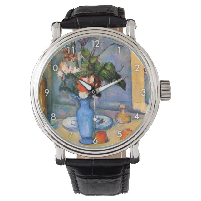Reloj De Pulsera Flores de malla azul, Paul Cezanne (Anverso)