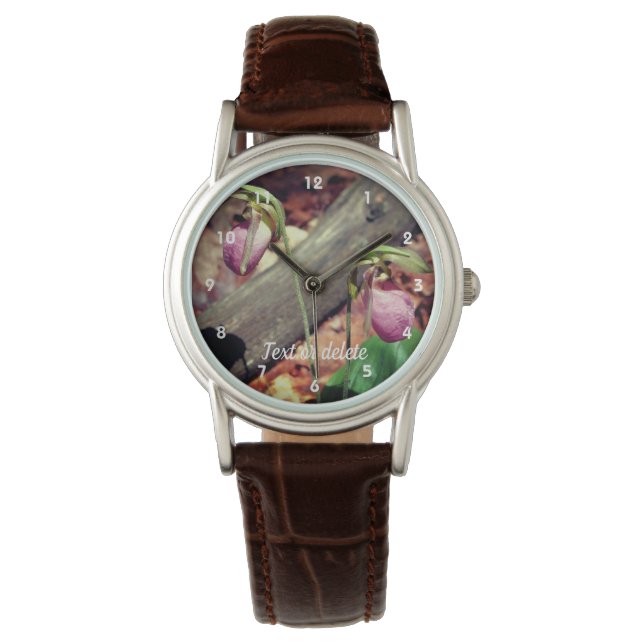 Reloj De Pulsera Flores de orquídeas rojas Lady Wilpper de Woodland (Anverso)
