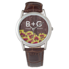 Reloj De Pulsera Flores de otoño rusticas en Boda de vallas