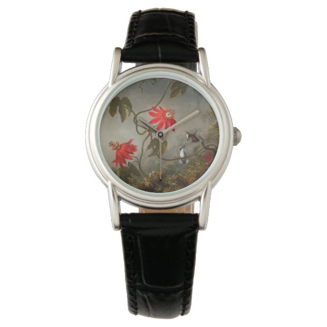 Reloj De Pulsera Flores de pasión con cabeza de Hummingbirds (Anverso)