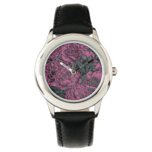 Reloj De Pulsera Flores de peonía púrpura
