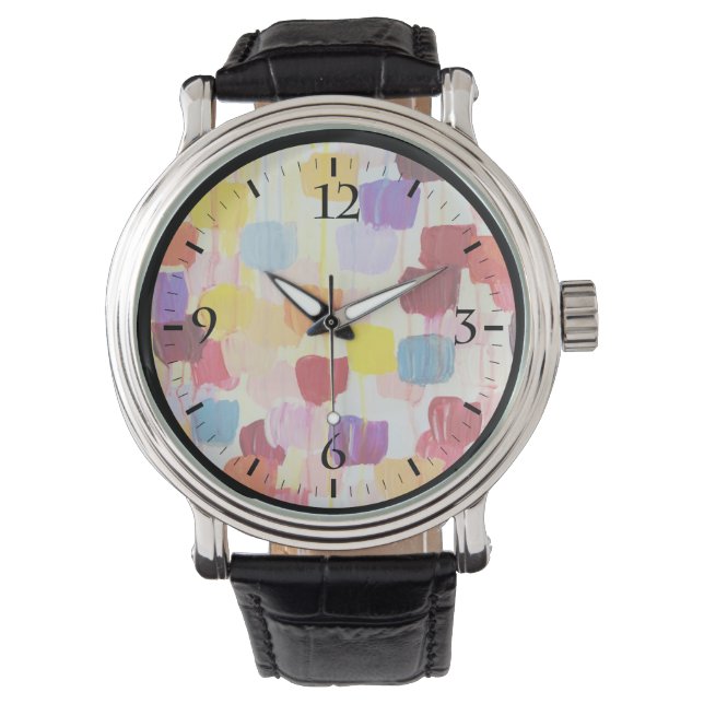 Reloj De Pulsera Flores de pintura alegres (Anverso)