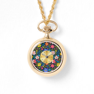 Reloj De Pulsera Flores de pintura digital floral Patrón-38875