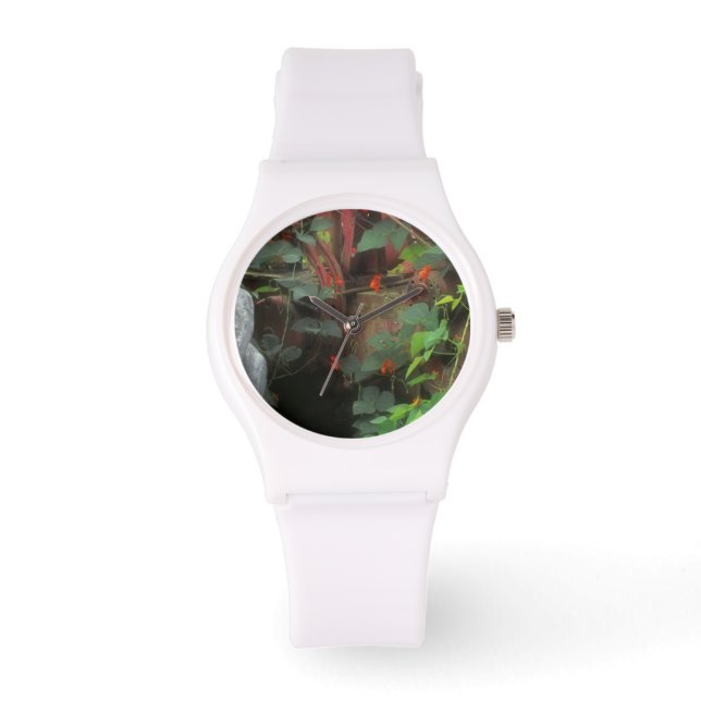 Reloj De Pulsera Flores de primavera adornan un tractor viejo. (Anverso)
