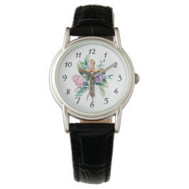 Reloj De Pulsera Flores de primavera | Crucifijo | Religioso