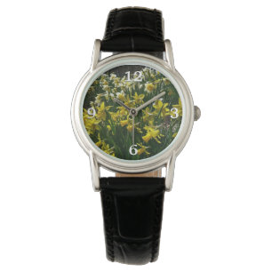Reloj De Pulsera Flores de primavera de los Daffodils amarillos y b