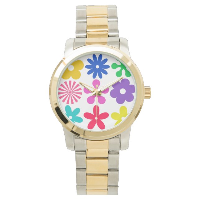 RELOJ DE PULSERA FLORES DE RETRO DE GROOVY (Anverso)