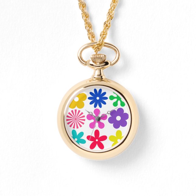 RELOJ DE PULSERA FLORES DE RETRO DE GROOVY (Anverso)