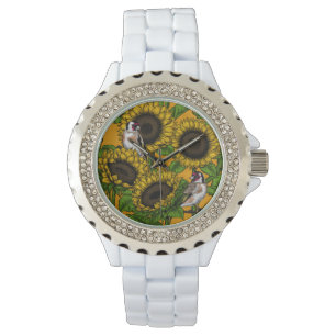 Reloj De Pulsera Flores de sol y ataúdes en naranja