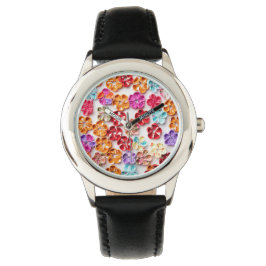 Reloj De Pulsera Flores de tela de coser hechas a mano de primavera
