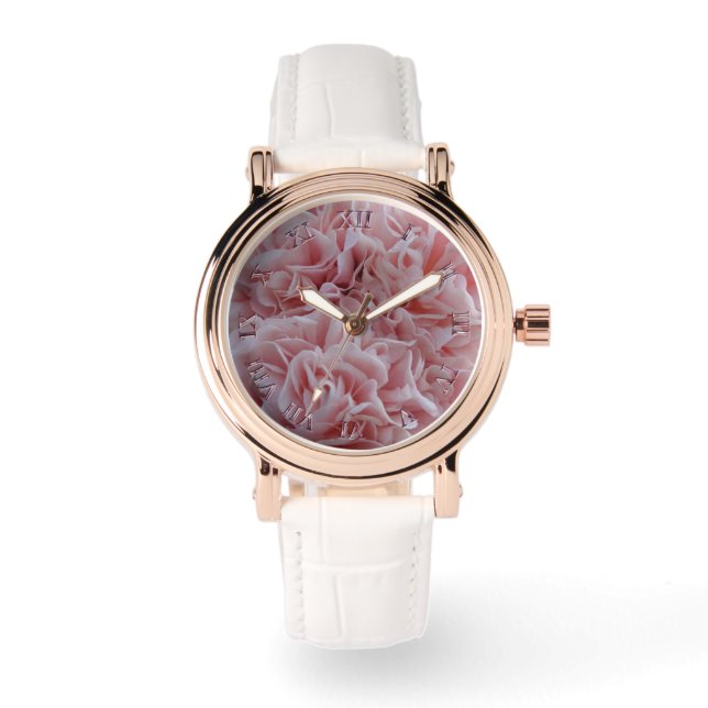 Reloj De Pulsera Flores de terciopelo rosa Mallow (Anverso)
