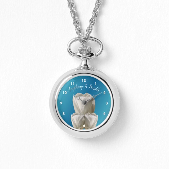 Reloj De Pulsera Flores De Tulipanes Todo Es Posible Inspirador (Anverso)