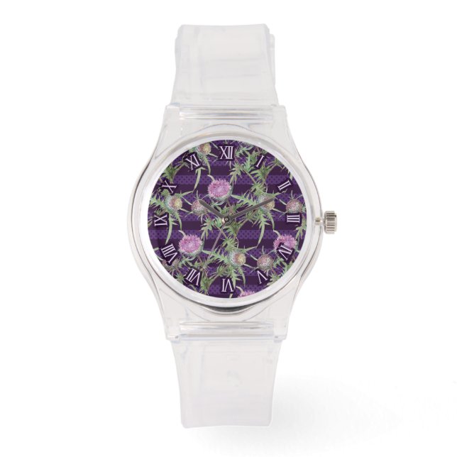 Reloj De Pulsera flores de violeta de cardo (Anverso)