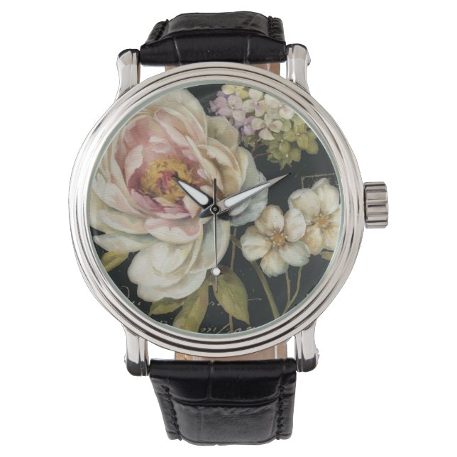 Reloj De Pulsera Flores en negro (Anverso)
