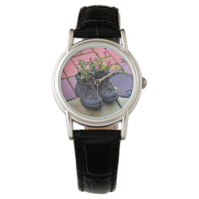 Reloj De Pulsera Flores en viejos botes (Anverso)
